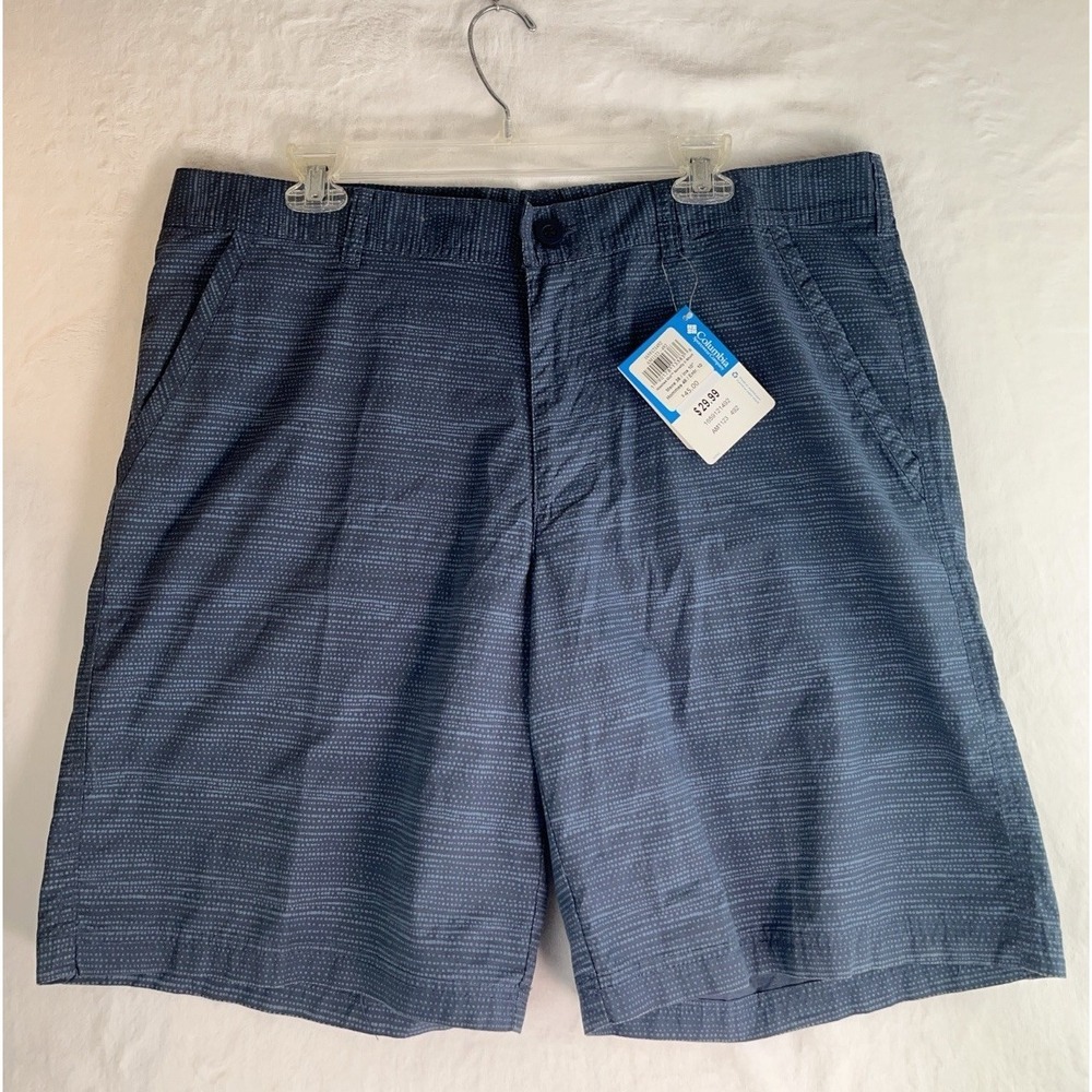 Columbia Shorts Mens Size 38 Waist Blue Spotted Pattern 10" Inseam Regular Fit